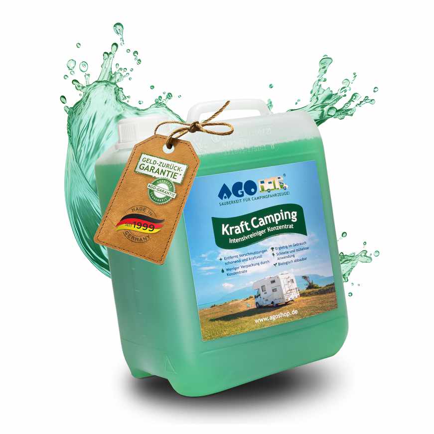 AGO Kraft Campingreiniger Intensivreiniger-Konzentrat 5 Liter, Caravanreiniger, Wohnwagenreiniger, Wohnmobilreiniger, Campingfahrzeugreiniger