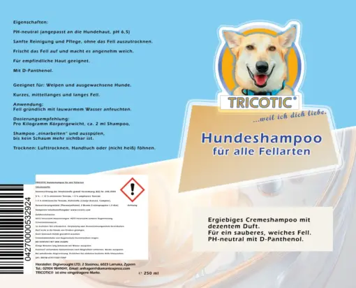 Tricotic Hundeshampoo Etikett
