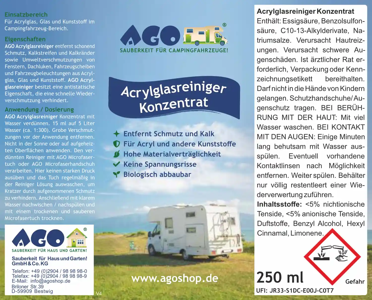 AGO Acryglasreiniger Etikett 2026