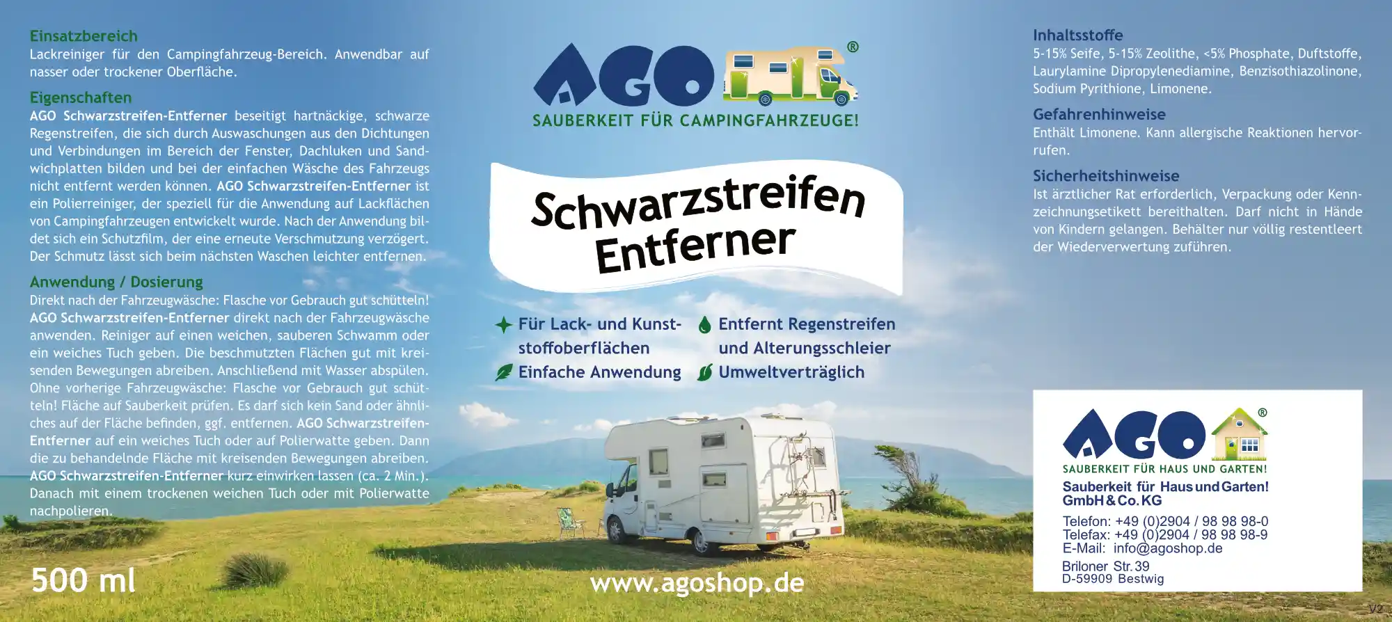 AGO Schwarzstreifen Entferner Etikett 2026